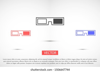 glasses vector icon. glasses for eyesight icon. glasses for watching movies icon . glasses for people badge.10 EPS and Lorem Ipsum. flat design.