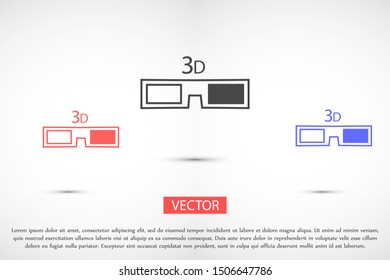 glasses vector icon. glasses for eyesight icon. glasses for watching movies icon . glasses for people badge.10 EPS and Lorem Ipsum. flat design.