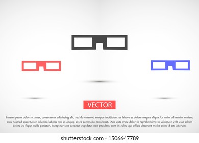 glasses vector icon. glasses for eyesight icon. glasses for watching movies icon . glasses for people badge.10 EPS and Lorem Ipsum. flat design.