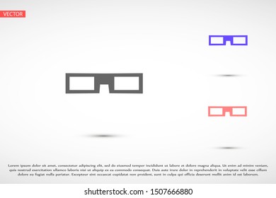 glasses vector icon. glasses for eyesight icon. glasses for watching movies icon . glasses for people badge.10 EPS and Lorem Ipsum. flat design.