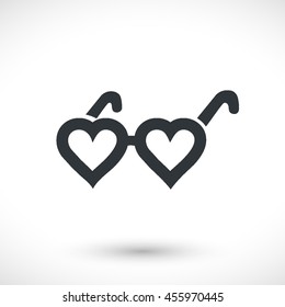 Glasses vector icon. Graphic symbol for web design, logo. White glyph on a gray background. Isolated sign.