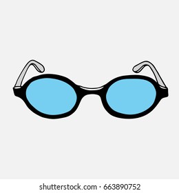 Glasses vector icon, hand drawn illustration isolated on light background