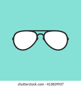 Glasses    vector icon.  Illustration isolated on green  background for graphic and web design.