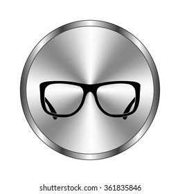 glasses - vector icon;  metal button