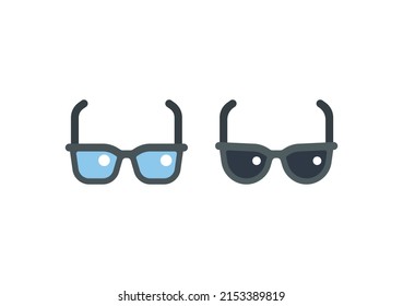 Juego de iconos vectoriales de lentes. Conjunto de emoji de lentes