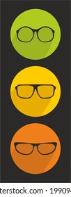 Glasses vector icon set isolated on black background 