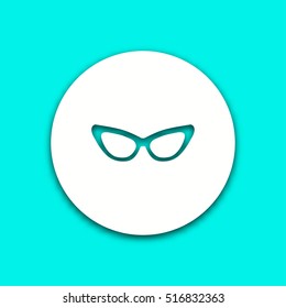 Glasses vector icon with shadow. Round button for website and mobile app illustration. Background easily be changed to any color.
