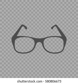 Glasses vector icon. Simple silhouette vector illustration EPS 10 on transparent background.