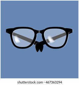 Glasses vector icon symbol design. Illustration isolated on blue background 
