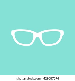 Glasses    vector icon. White  Illustration isolated on green  background for graphic and web design.