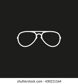 Glasses vector icon. White illustration isolated on black background for graphic and web design.