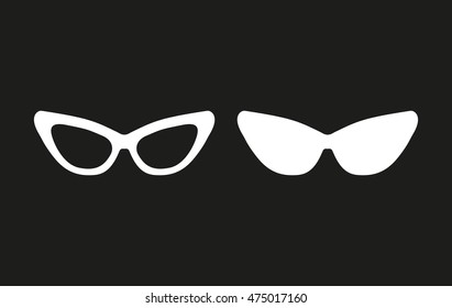 Glasses vector icon. White illustration isolated on black background for graphic and web design.