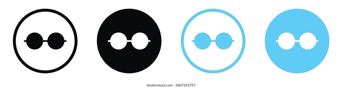 Glasses vector icons in black and blue colors