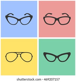 Glasses vector icons set. Illustration isolated for graphic and web design.