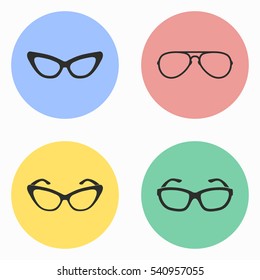 Glasses vector icons set. Illustration isolated for graphic and web design.
