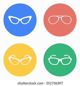 Glasses vector icons set. White illustration isolated for graphic and web design.