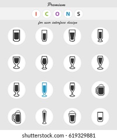 glasses vector icons for user interface design