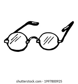 Glasses. Vector isolated, black line 