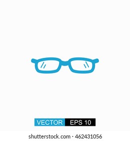 Glasses vector. Isolated blue icon on white background.