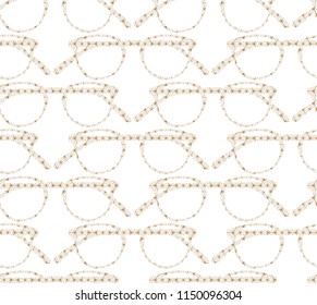 Glasses vector with Japanese pattern. Gold geometric background.