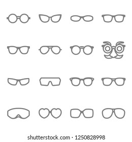 Glasses vector line icon set