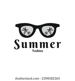 Glasses vector logo design idea with palm tree