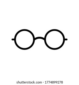 Glasses vector round old style hipster element  flat black icon