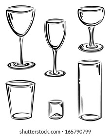 Glasses vector set, party illustration