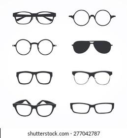 glasses vector set. Retro, wayfarer, aviator frames