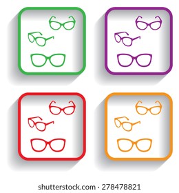 glasses vector set. Retro, wayfarer, aviator frames