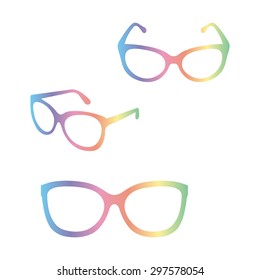 glasses vector set. Retro, wayfarer, aviator frames