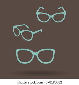 glasses vector set. Retro, wayfarer, aviator frames
