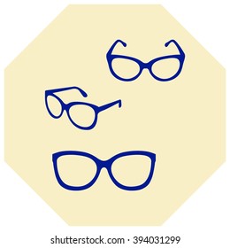glasses vector set. Retro, wayfarer, aviator frames