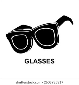 Glasses vector silhouette icon. Glasses beach vector icon isolated on white background. Collection of Travel Tourism 3d icon, Trip Planning World Tour. Holiday Vacation, Travel and Transport concept.