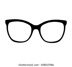 Glasses vector silhouette illustration on white background. Sunglasses, eyeglasses symbol. Protect kit for eyes.