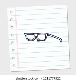 glasses vector sketch icon in doodle style with a paper background. vector illustration