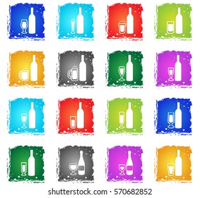 glasses vector web icons in grunge style for user interface design