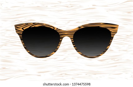 Glasses vector. Women's sunglasses, women's accessory. Accessory art black collection cool flat design. Vector illustration of elegant spectacles in black frame white background.