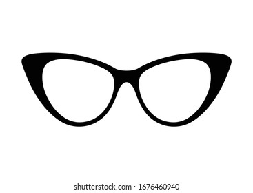 Glasses vector. Women's sunglasses, women's accessory. Accessory art black collection cool flat design. Vector illustration of elegant spectacles in black frame white background