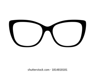 Glasses vector. Women's sunglasses, women's accessory. Accessory art black collection cool flat design. Vector illustration of elegant spectacles in black frame white background