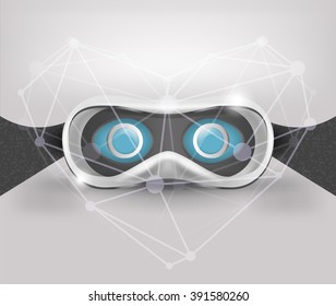 Glasses for virtual reality in 3D. Front view.