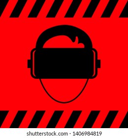 Glasses of virtual reality black on a red background, vector illustration for design.