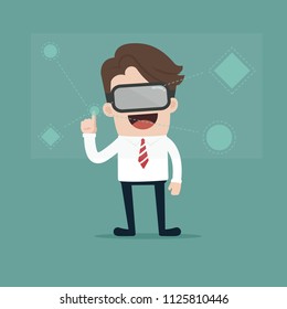 ฺBusinessman Glasses of Virtual Reality, Business concept cartoon illustration.