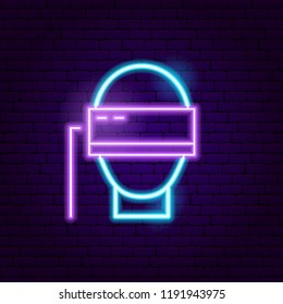 Glasses Virtual Reality Neon Sign. Vector Illustration of VR Promotion.