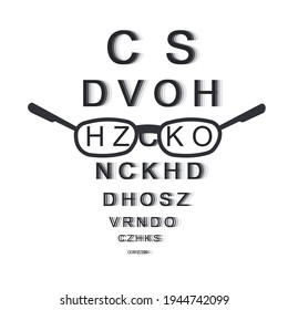 Glasses. Vision check, vector illustration