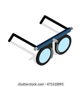 Glasses for vision testing icon in isometric 3d style isolated on white background. Vision symbol