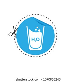 glasses of water icon and text H2O
