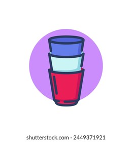 Glasses for water thin line icon. Stack, dish, drinking outline sign. Fresh water, aqua, healthcare concept. Vector illustration for web design and apps