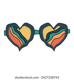 Glasses with a wave in the style of the retro. Hand Drawn retro style
