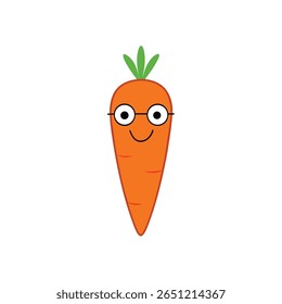 Óculos usando cenoura rosto sorridente criativo ilustração Vetor